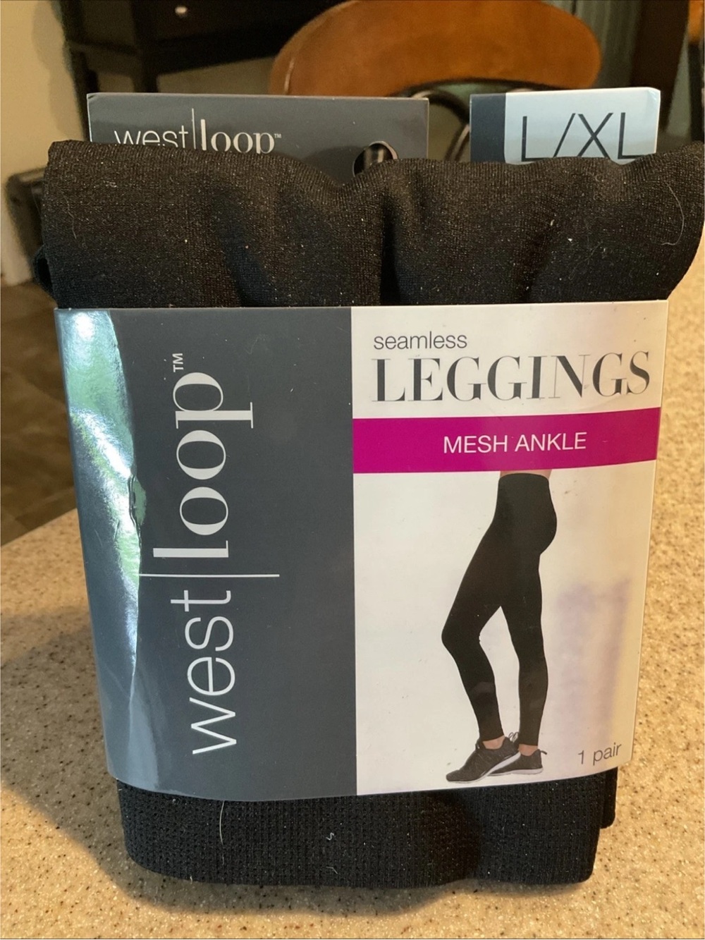 West Loop Womens Seamless Leggings Mesh Ankle Black Size L/XL (10-16) NEW